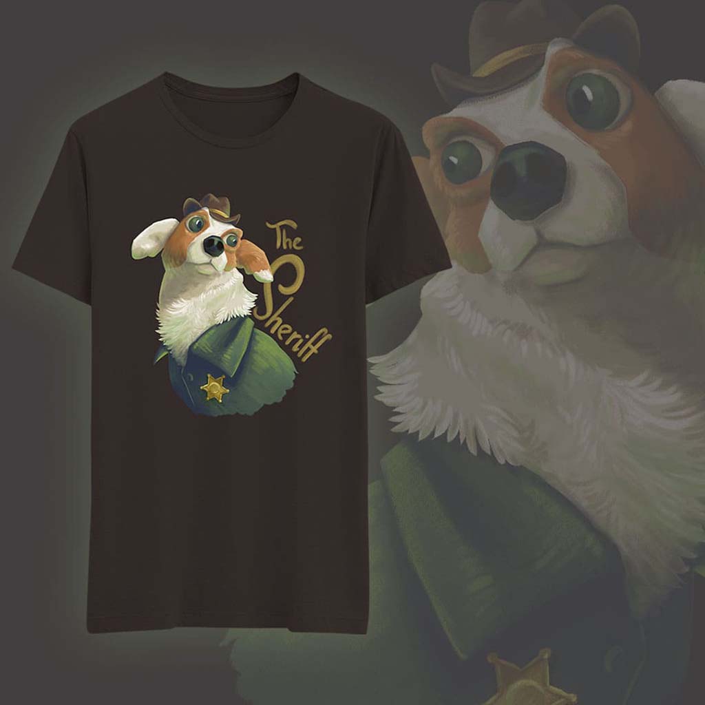 A dog sheriff portrait T-shirt