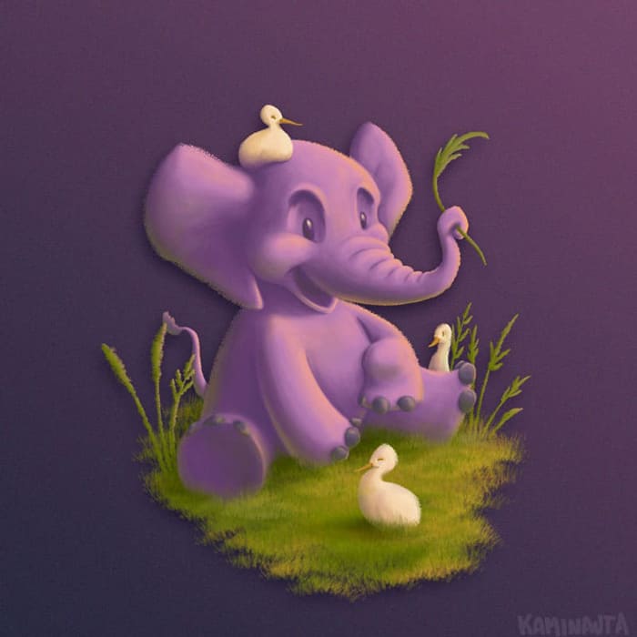 Pink elephant illustration