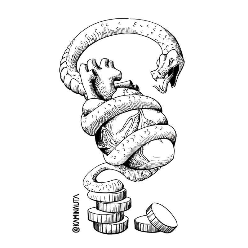 heart snake illustration