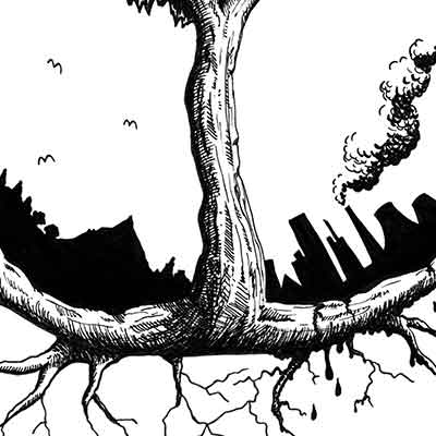 contamination tree pollution city illustration