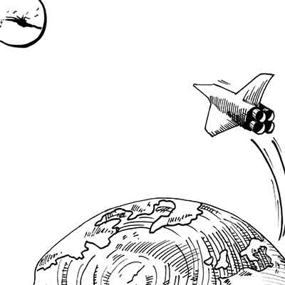 dead earth spaceship to mars illustration